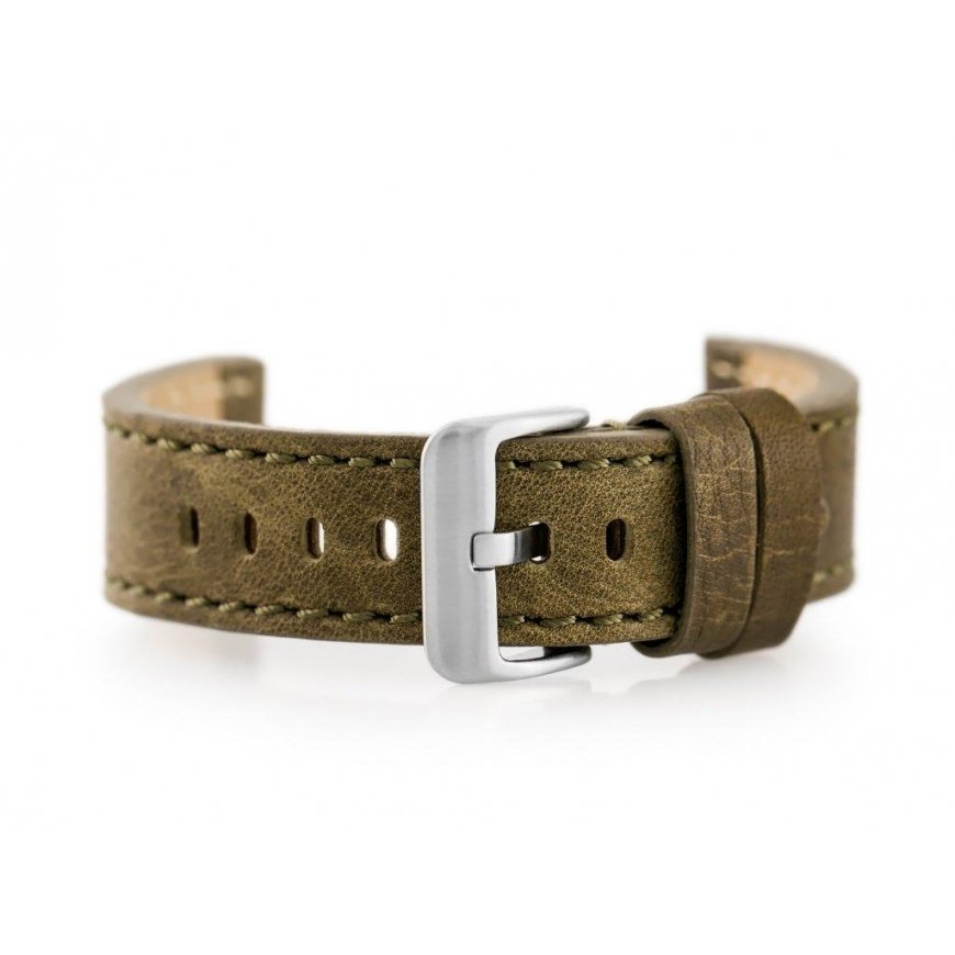 Pacific Leather watch strap W48 - PREMIUM - olive green - 20mm