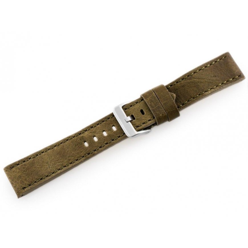 Pacific Leather kellarihm W48 - PREMIUM - oliivroheline - 20mm – 2