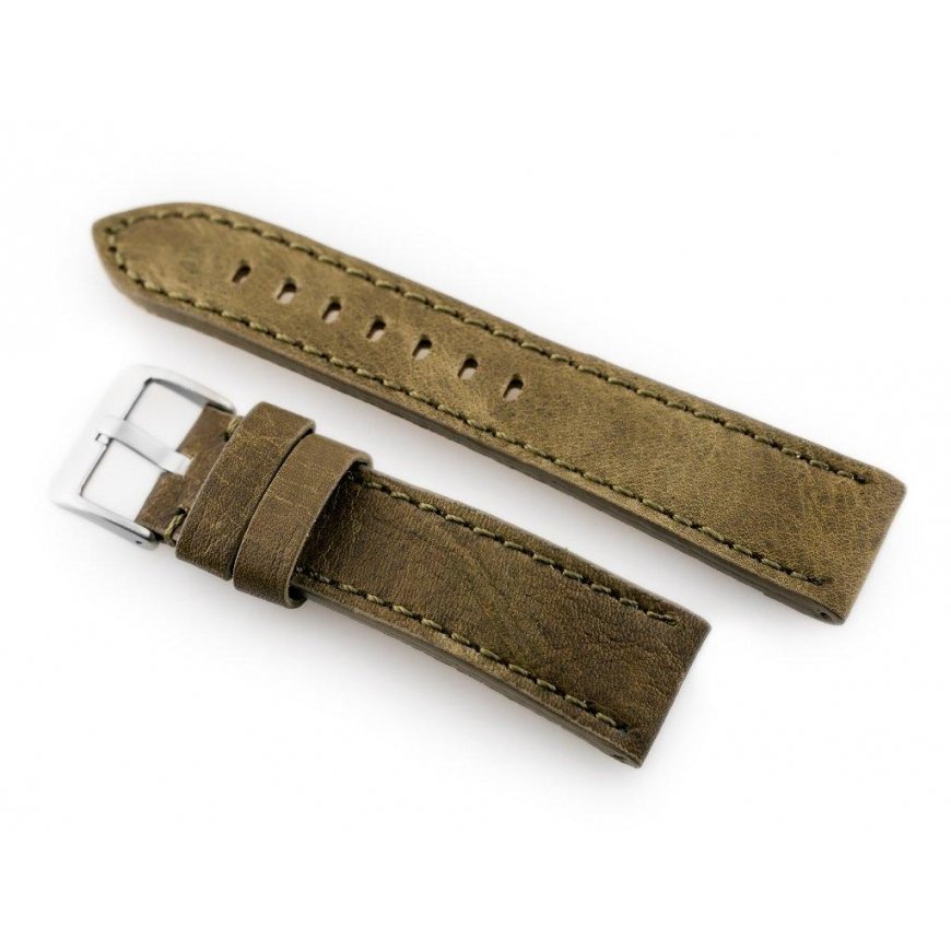 Pacific Leather watch strap W48 - PREMIUM - olive green - 20mm – 4