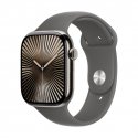 Apple Watch Series 10 GPS + Cellular 46mm Natūralios titano dėklas su akmens pilkos spalvos sportiniu dirželiu - S/M Apple Watch Series 10 GPS + Cellular 46mm Natūralios titano dėklas su akmens pilkos spalvos sportiniu dirželiu - S/M