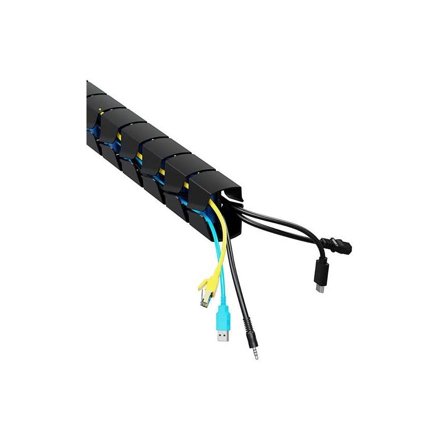 Kaapelin pidike, Gooseneck magneettipidikkeellä, musta/sininen, 1285mm, säädettävä korkeus pöydille, Powerton – 2