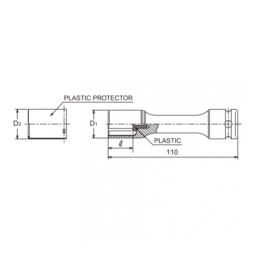Long socket head KOKEN 1/2" 14145PM.110 21 mm – 4
