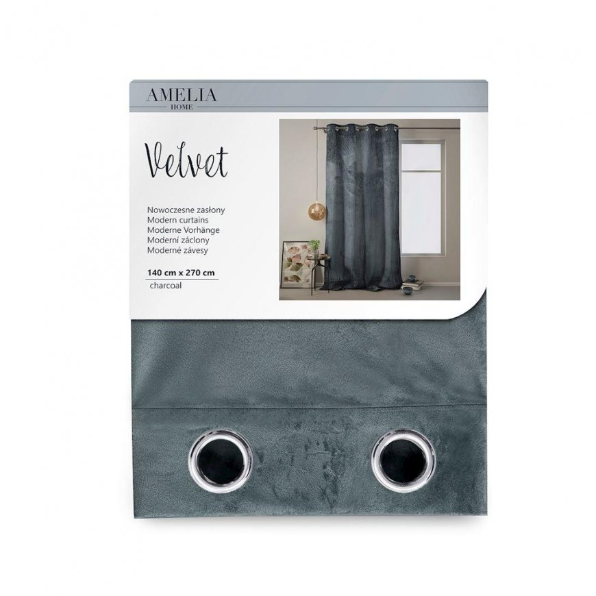 Ööriie rõngastega AmeliaHome VELVET 140X270 cm, 1 tk, värv: grafiit – 4