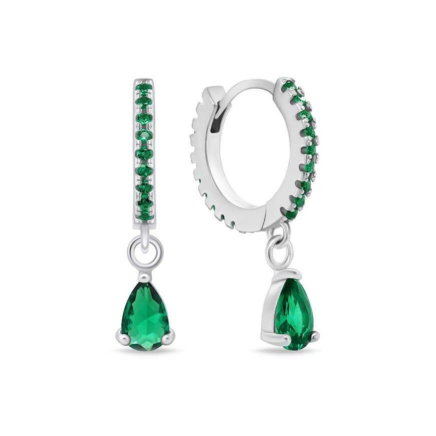 Brilio Silver Brilio Silver Ring Earrings with Green Zircon EA757WG
