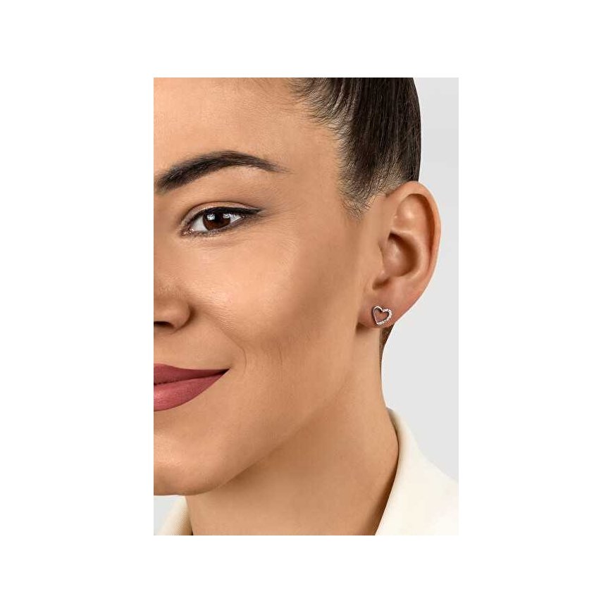 Brilio Silver Brilio Romantic silver earrings with sparkling hearts EA356W