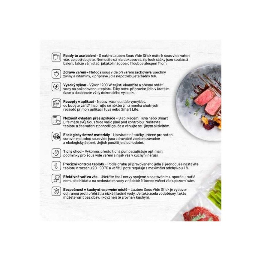 Lauben Smart Sous Vide 1200SB vacuum cooking device – 5