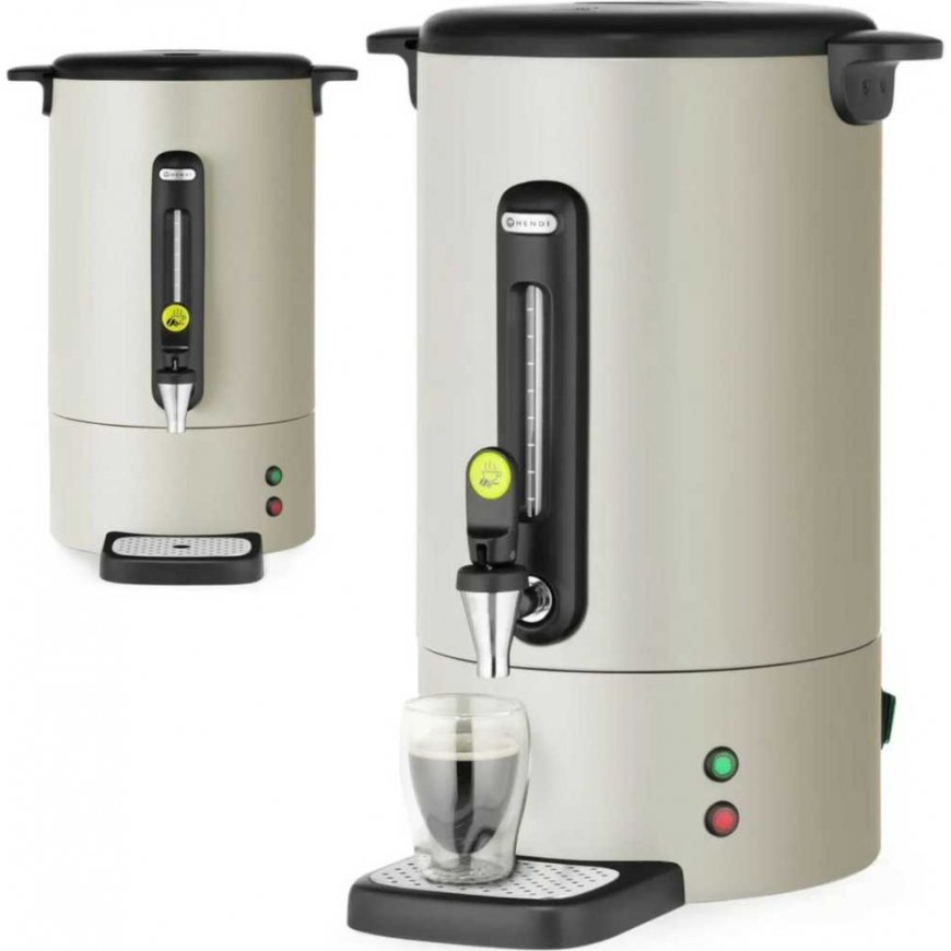 Hendi kafijas vārīšanas iekārta ar krānu, pilienu savākšanas paliktnis, 14 l, 1750 W - gaiši pelēks