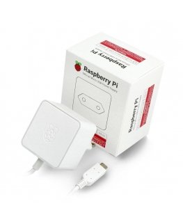 Power supply for Raspberry Pi 3B+/3A+/3B/2B/Zero/Zero 2 - microUSB 5.1V / 2.5A - white
