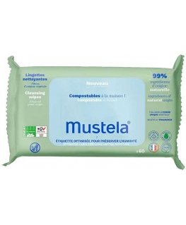 Mustela kūdikių kompostuojamos valomosios servetėlės su kvapu, 60 vnt.