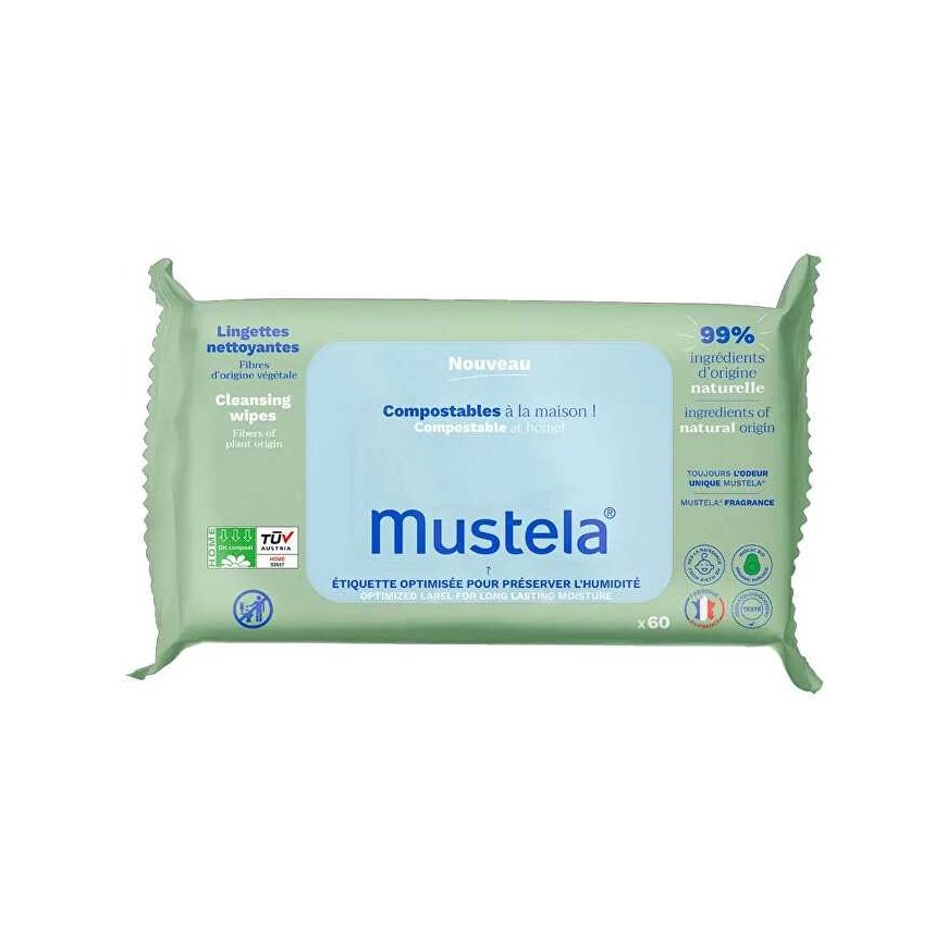 Mustela bērnu kompostējamas mitrās salvetes ar