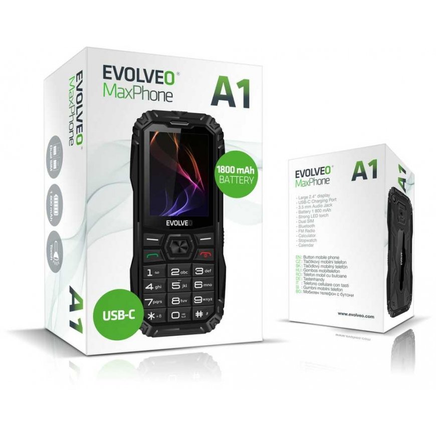 EVOLVEO MaxPhone A1, button phone with dual SIM card, black – 2
