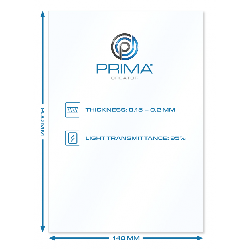 PrimaCreator FEP kalvoja 3D-tulostimille - 140x200mm - 5 kpl – 3