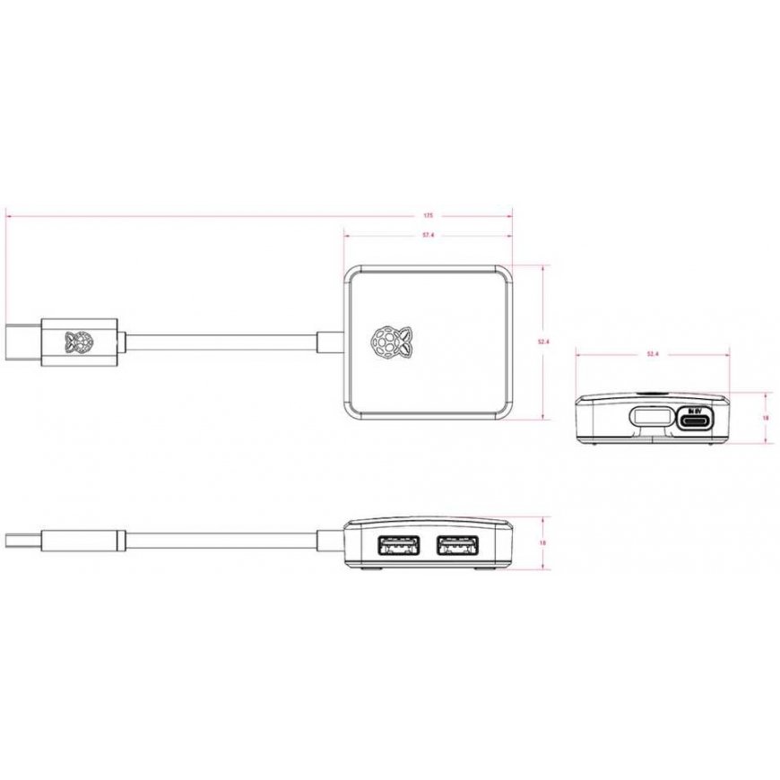 Raspberry Pi USB 3 Hub – 4 porttinen USB-hub – 4