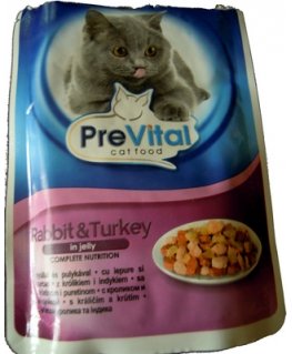 PREVITAL Turkija ir triušis želė - šlapias kačių maistas - 100g
