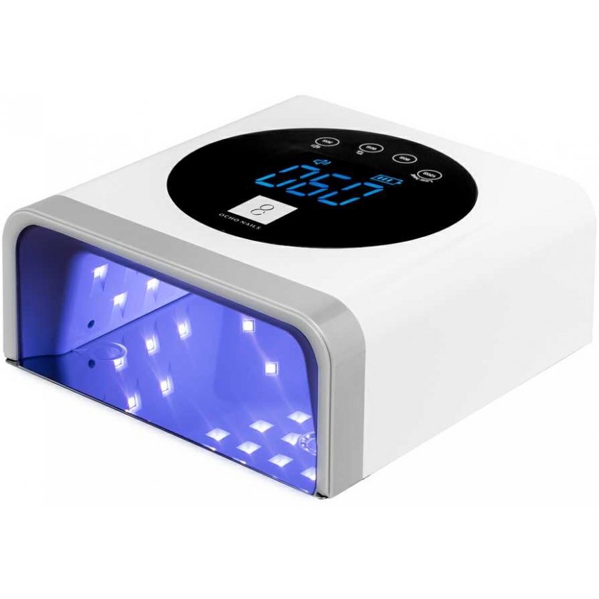 Activeshop UV LED lempa OCHO NAILS X22 72W baterija, bevielis, baltas su veidrodiniu dugnu