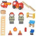 Viga Toys VIGA puinen autotalli paloasema-setti, joka sisältää 14 osaa