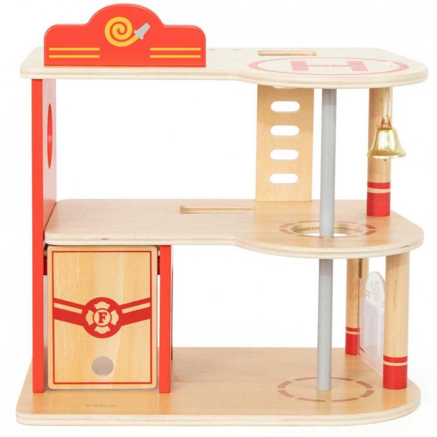 Viga Toys VIGA medinio garažo gaisrinės rinkinys iš 14 dalių – 3