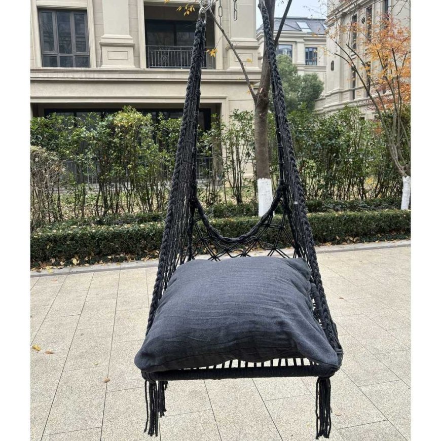 Saska Garden OPENWORK HAMMOCK CHAIR 60x60x115cm WITH DARK GRAY CUSHION – 2