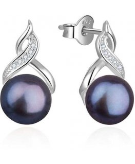 Beneto Luxury earrings with real dark pearls AGUP2616P-Black