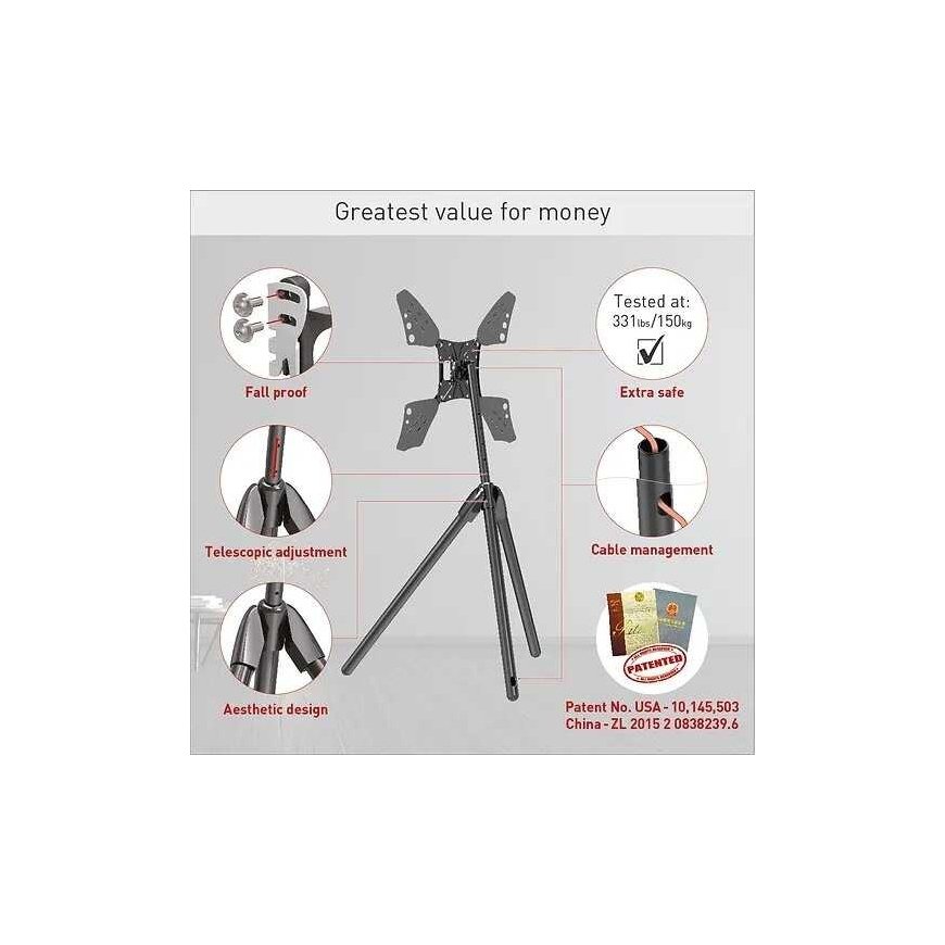 BARKAN DTP410 13"-83" TV Mount, tiltable, tripod – 5