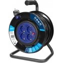 Orno Prailginājuma vadu spole, 4 kontaktligzdas 2P+Z Schuko, PVC kabelis H05VV-F 3x1,5mm2, garums 25m, fiksētas kontaktligzdas, 