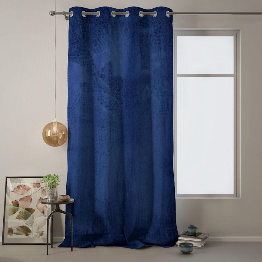 Nakts aizkars ar gredzeniem AmeliaHome VELVET 140X270 cm, 1 gab., krāsa: tumši zila – 2