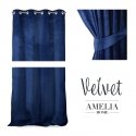 Nakts aizkars ar gredzeniem AmeliaHome VELVET 140X270 cm, 1 gab., krāsa: tumši zila