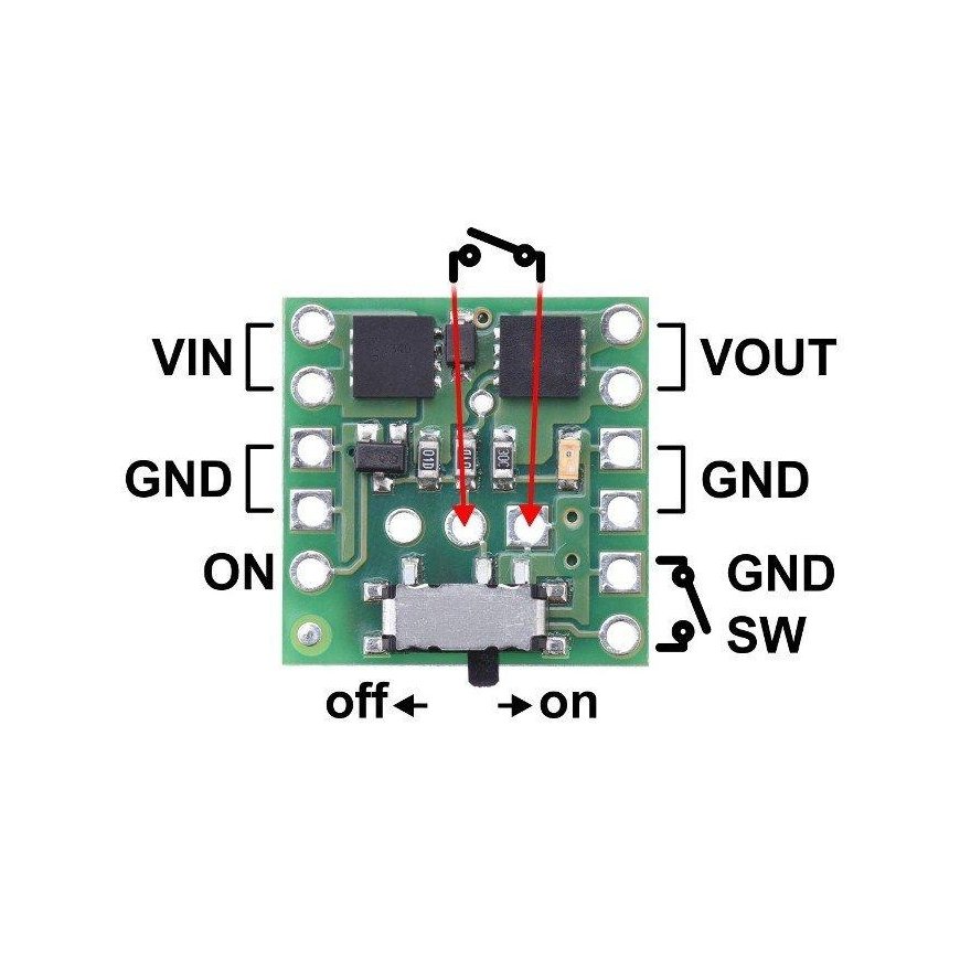 Mini slide switch MOSFET SV 4.5-40V/4A, with reverse current protection, Pololu 2811 – 5