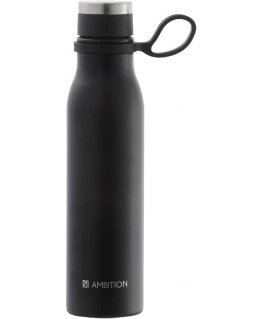 Šilkinis nerūdijančio plieno termo buteliukas 480 ml juodas AMBITION