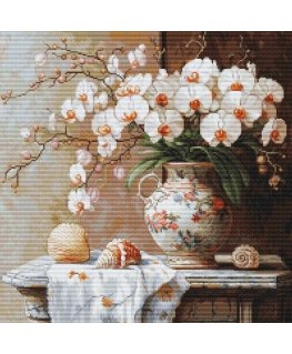 Luca S Krīželiu izšūšanas komplekts „Orhideju elegance“ 32x32cm SB714