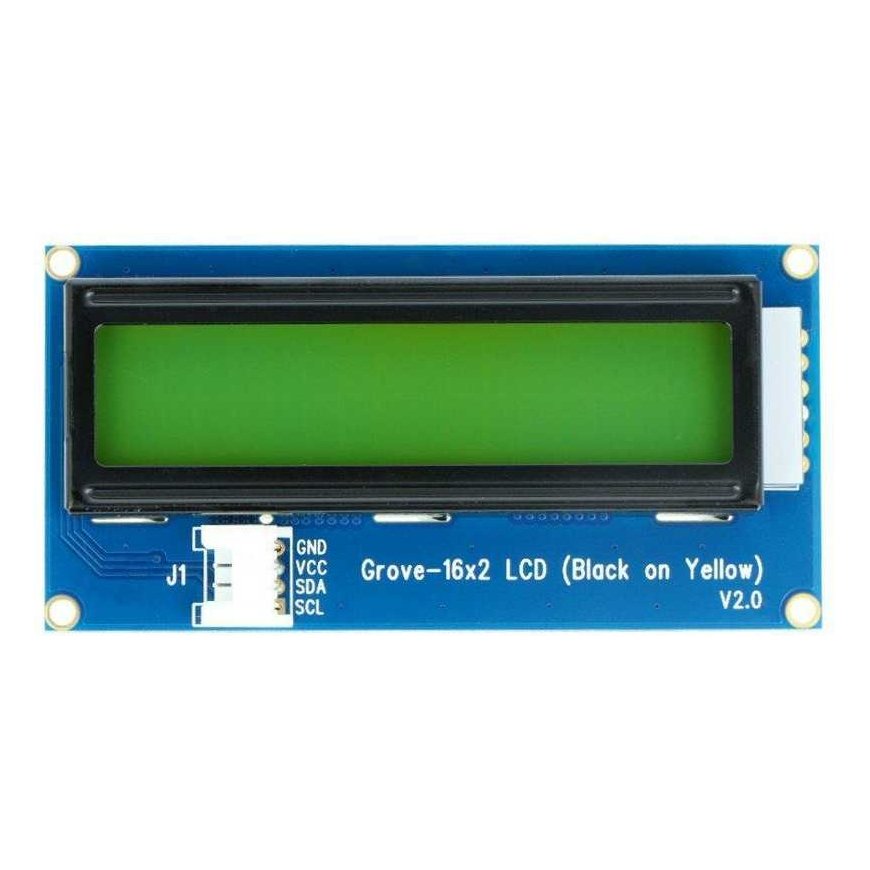 Seeed Studio Grove, 2x16 sümboli LCD ekraan valgustusega (must kollasel taustal) – 2