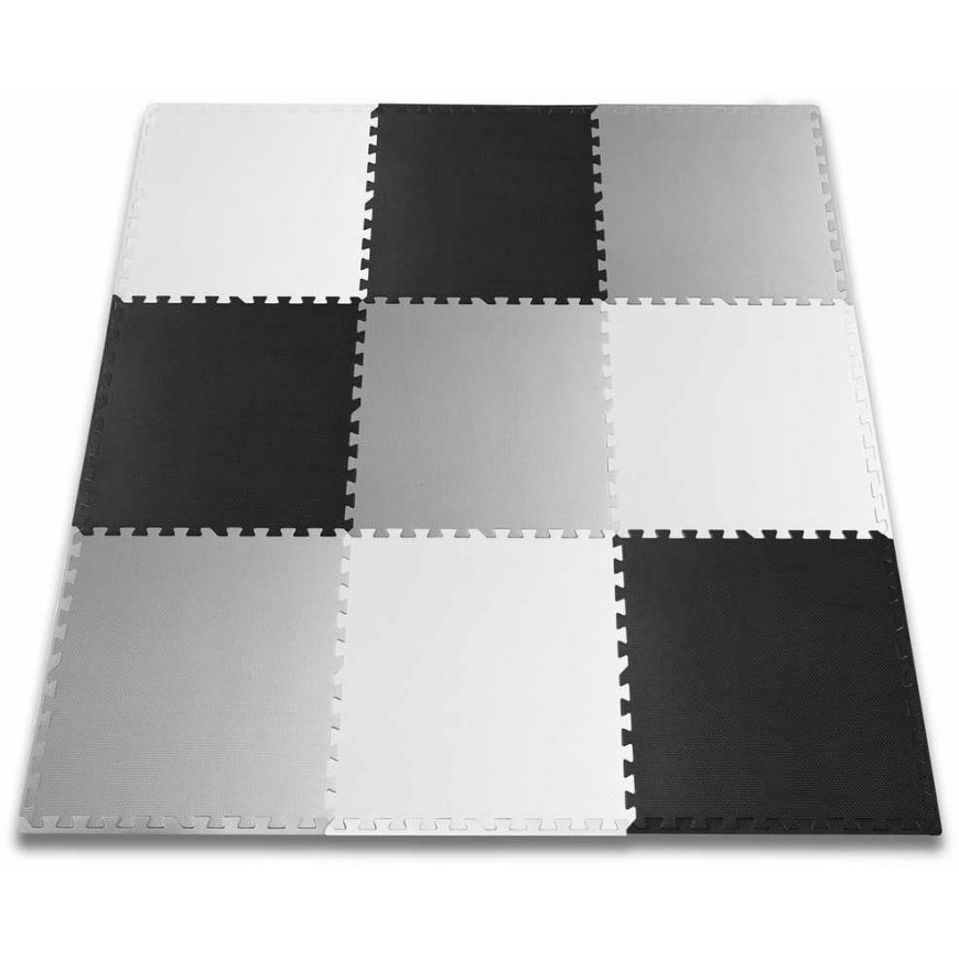 Liels putuplasta puzles paklājs šaha dēļa formā Ricokids 180x180cm 9 gab. – 2