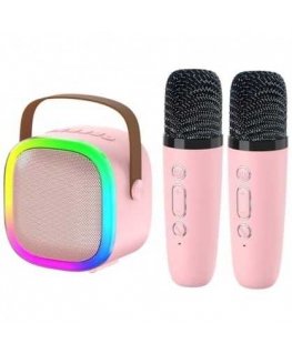 Riff K12 Portable BT karaoke system with 2 Wireless mics Pink
