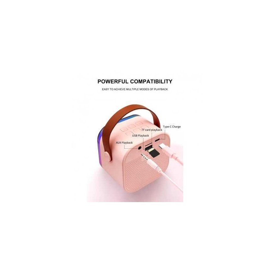 Riff K12 Kannettava BT karaokesysteemi 2 langattomalla mikrofonilla Roosa – 4