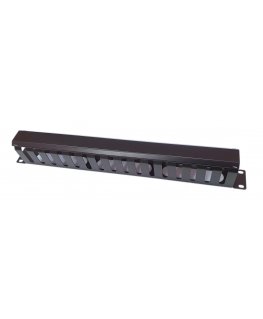 OEM 19" mounting panel 1U, all metal with a cover 40x70mm, pass-through, black
