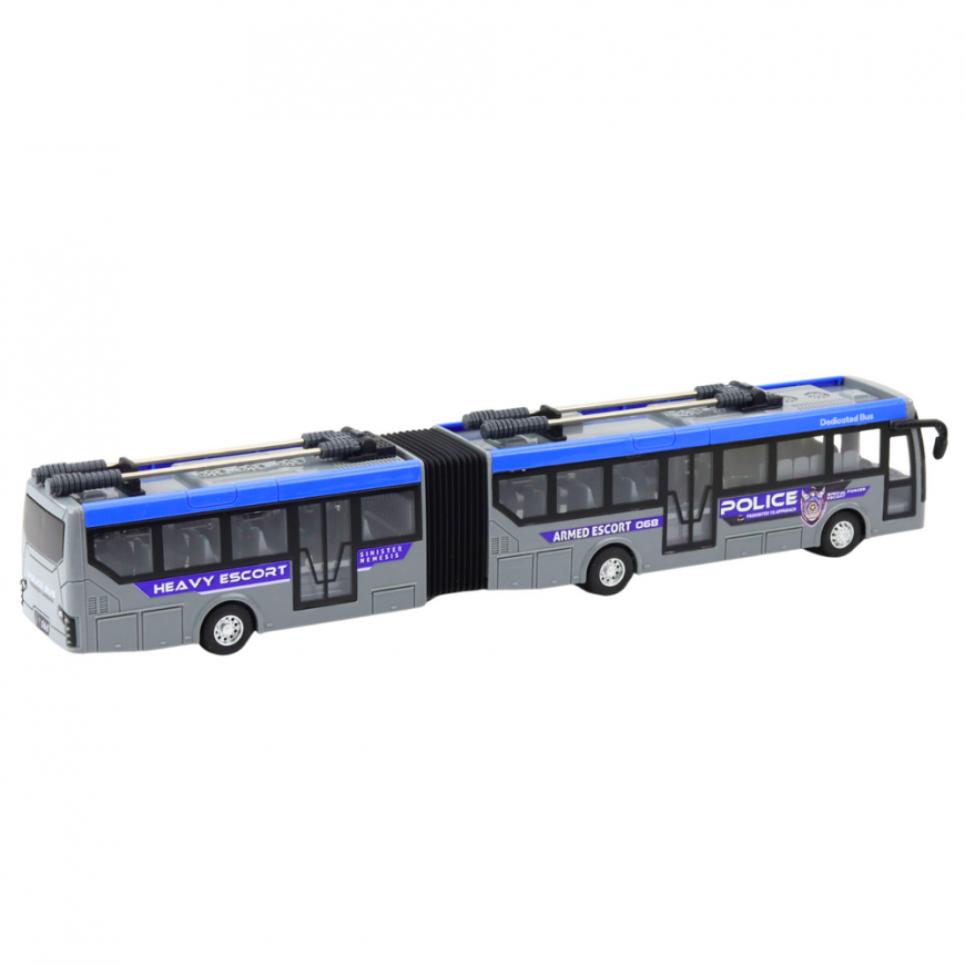 Lean Toys Remote Controlled Police Bus with LED Lighting, 1:32 – 3