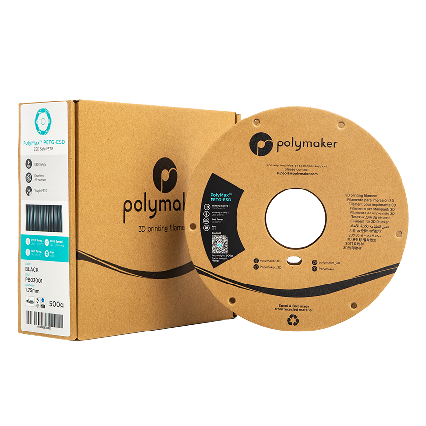 Polymaker PolyMax PETG-ESD - 0.5kg - 1.75mm - black – 3