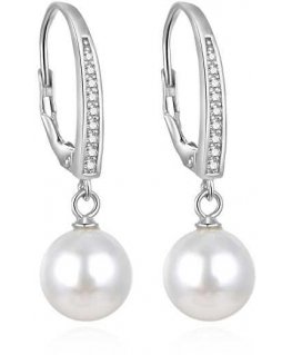 Beneto Beautiful silver earrings with real pearls AGUC862PL