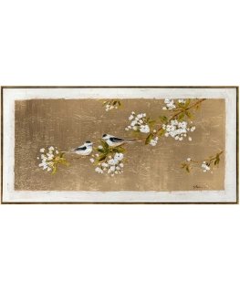 Kuld Pilt raamis 60x120cm, lind kullal