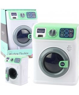 Lean Toys Bērnu veļas mašīnas griezošā bumbiera lampiņas skan baltā zaļā krāsā