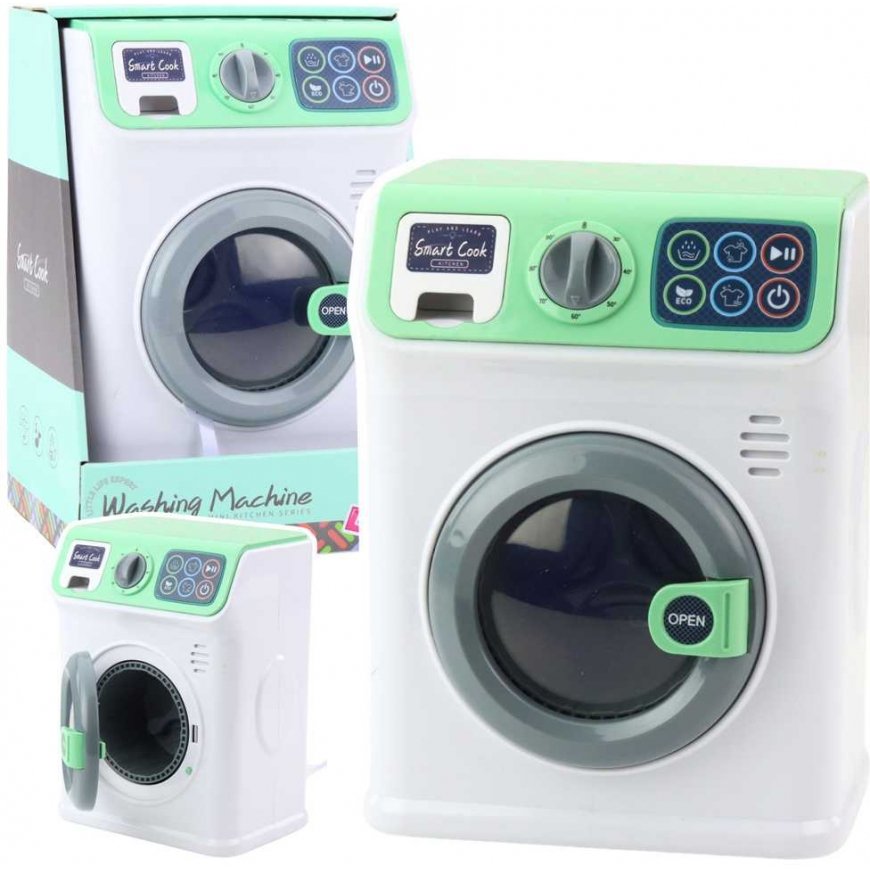 Lean Toys Children's washing machine spinning drum lights sound white and green