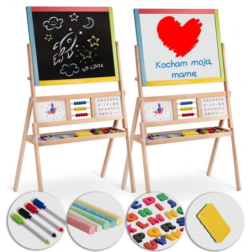Large magnetic chalkboard with Ricokids clock - multicolored
