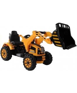 Lean Cars electric tractor-excavator with bucket, orange