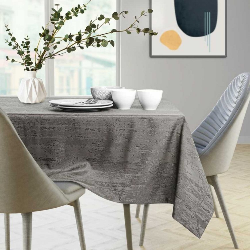 Vesta brown pressed modern tablecloth 115x180+35x180 AmeliaHome – 2