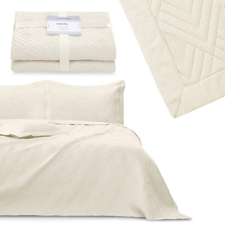 OPHELIA bedspread in sand color, classic type material - microfiber textile 220x240 AmeliaHome