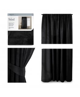 Öö kardin AmeliaHome VELVET 140X245 cm, 1 tk, riba/kinnitused, värv: must