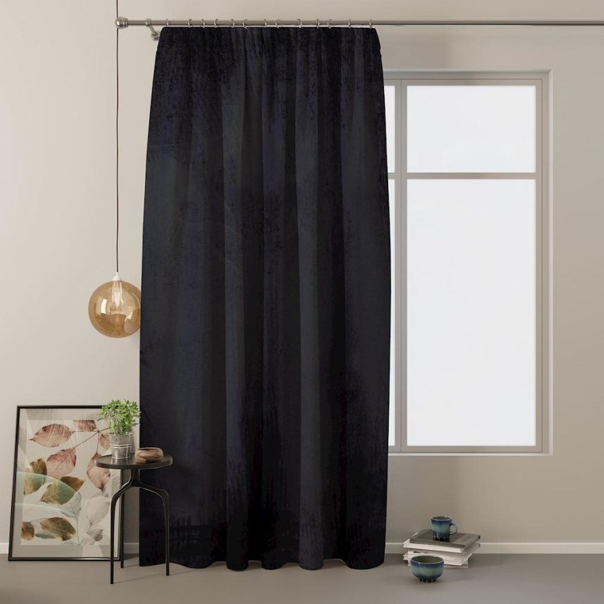 Nakts aizkars AmeliaHome VELVET 140X245 cm, 1 gab., sloksne/karabīnes, krāsa: melna – 2