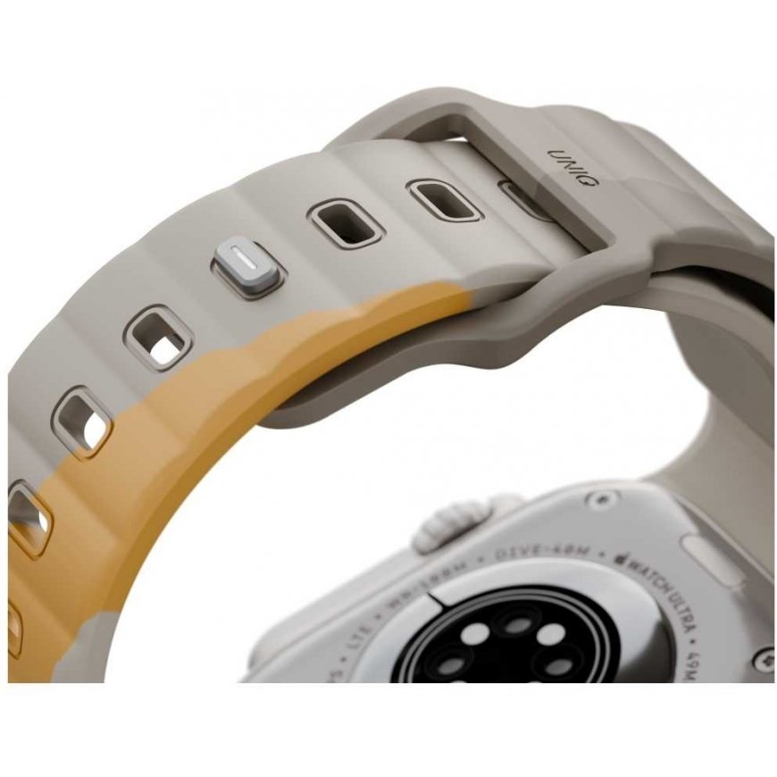 Rihm UNIQ Stride De Rubber Apple Watch'ile 49/46/45/44mm, liivavärvi – 2
