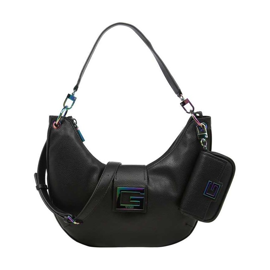 Guess Guess, Bright Side, Polyurethane, Bag, Large Hobo, Black, For Women