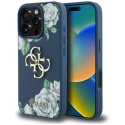 Оригинальный чехол GUESS Grained Roses Big 4G логотип для Apple iPhone 16 Pro синего цвета Оригинальный чехол GUESS Grained Roses Big 4G логотип для Apple iPhone 16 Pro синего цвета